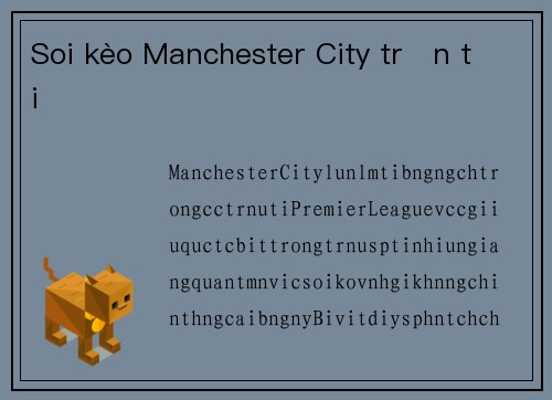 Soi kèo Manchester City trận tới