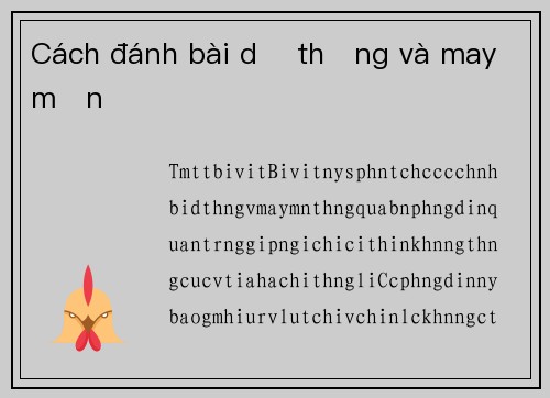 Cách đánh bài dễ thắng và may mắn